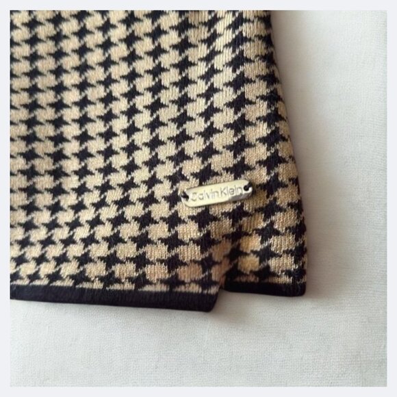 Calvin Klein Black & Tan Houndstooth Turtleneck Sweater Blouse Women's Size XL - Picture 4 of 8